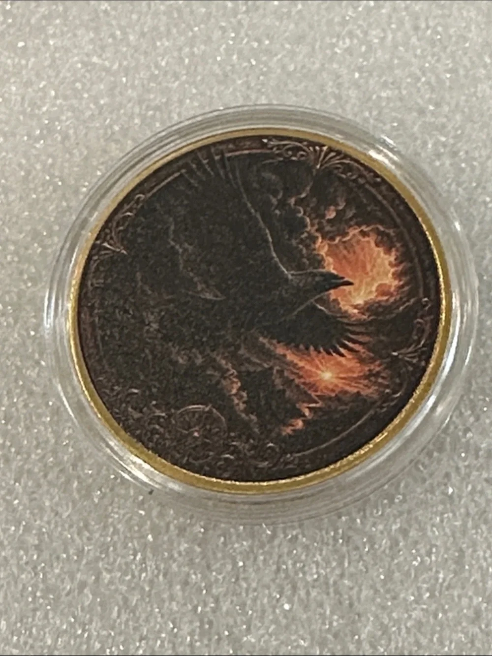 Raven Bird Decorative Coin - Black and Gold